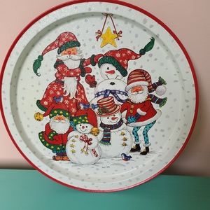 Vintage Santa and Snowman Tray 1990s